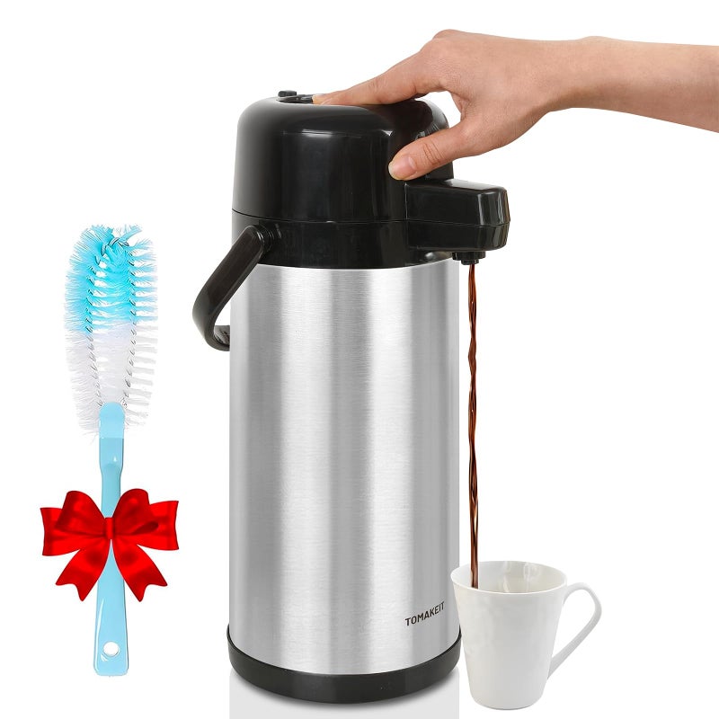 TOMAKEIT TOMAKEIT Airpot Coffee Carafe for Keeping Hot,102oz/3L Coffee Dispenser Thermal with Pump,Insulated Stainless Steel Hot Beverage Dispenser for Parties,Thermal Carafe for Hot Drinks Water Tea Chocolate - Image 1